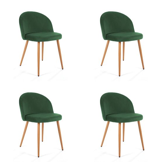 4 x Velúrová čalúnená stolička SJ.075 Fľašková Zelená