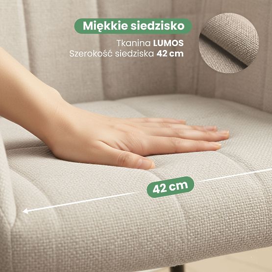 4x Čalúnená stolička so štvorcovým prešívaním Béžová LUXANO Čierne nohy látka Lumos