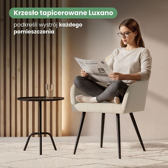 4x Čalúnená stolička so štvorcovým prešívaním Béžová LUXANO Čierne nohy látka Lumos