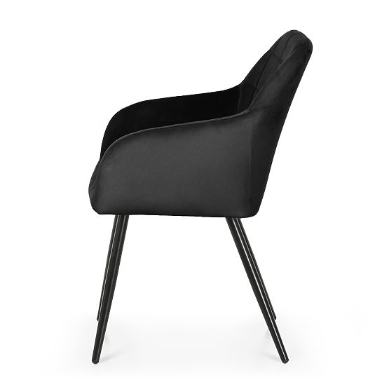 4x Čalúnená stolička so štvorcovým prešívaním Čierna LUXANO Čierne nohy