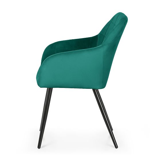 4x Čalúnená stolička so štvorcovým prešívaním Fľašková Zelená LUXANO Čierne nohy