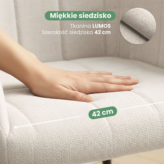 4x Čalúnená stolička so štvorcovým prešívaním Krémová LUXANO Čierne nohy látka Lumos