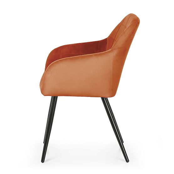 4x Čalúnená stolička so štvorcovým prešívaním Medená LUXANO Čierne nohy