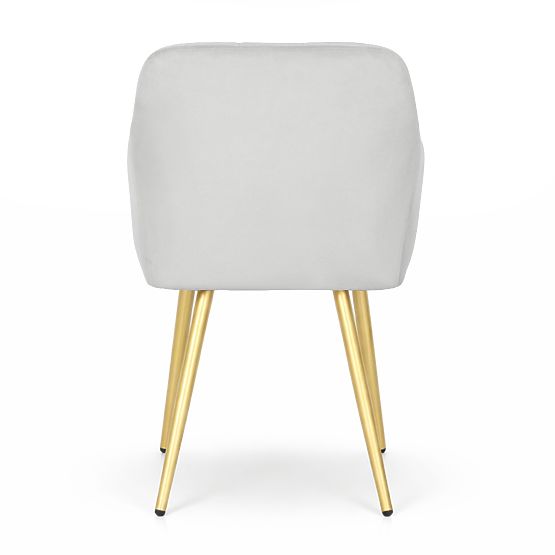 4x Čalúnená stolička so štvorcovým prešívaním Sivá LUXANO Zlaté nohy