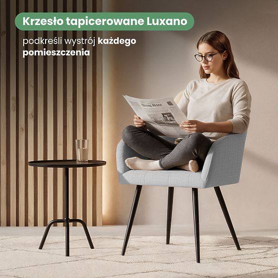 4x Čalúnená stolička so štvorcovým prešívaním Svetlosivá LUXANO Čierne nohy látka Lumos