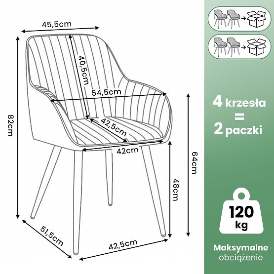 4x Zamatová čalúnená stolička s prešívaním Krémová FLORENCE Zlaté nohy