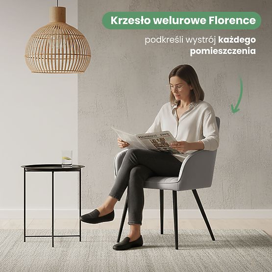 4x Zamatová čalúnená stolička s prešívaním Sivá FLORENCE Čierne nohy