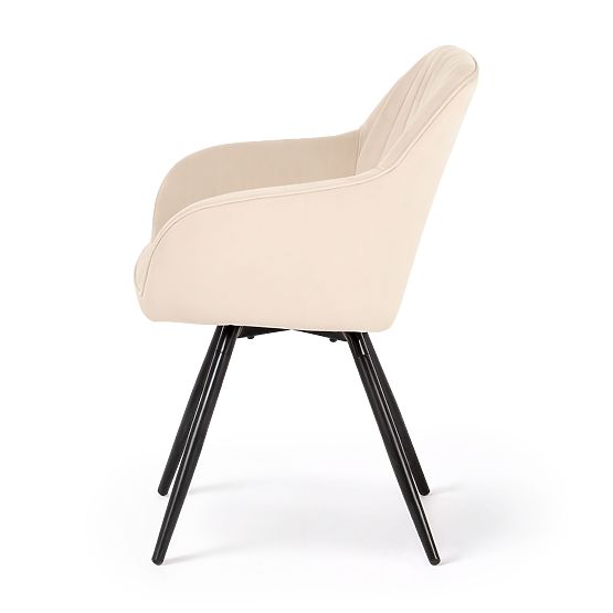 4x Zamatová otočná stolička s prešívaním Béžová TURNO Čierne nohy