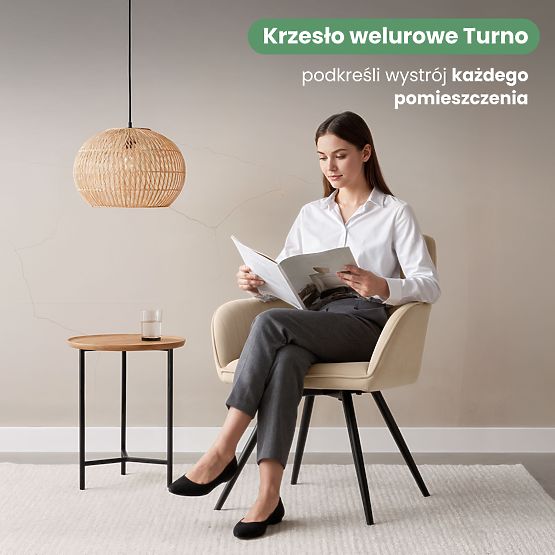 4x Zamatová otočná stolička s prešívaním Béžová TURNO Čierne nohy