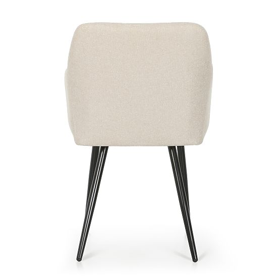 6x Čalúnená stolička so štvorcovým prešívaním Béžová LUXANO Čierne nohy látka Lumos