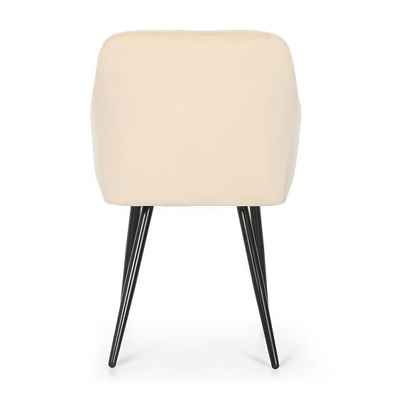 6x Čalúnená stolička so štvorcovým prešívaním Béžová LUXANO Čierne nohy