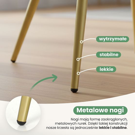 6x Čalúnená stolička so štvorcovým prešívaním Béžová LUXANO Zlaté nohy