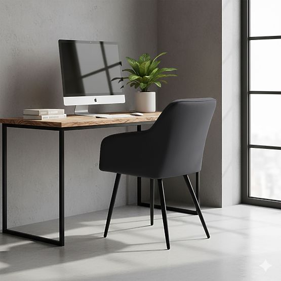 6x Čalúnená stolička so štvorcovým prešívaním Čierna LUXANO Čierne nohy