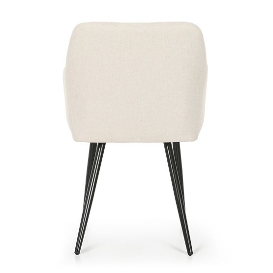 6x Čalúnená stolička so štvorcovým prešívaním Krémová LUXANO Čierne nohy látka Lumos