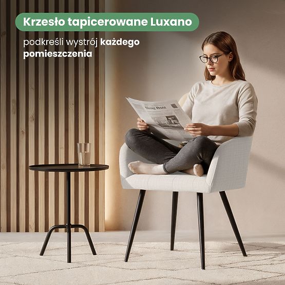 6x Čalúnená stolička so štvorcovým prešívaním Krémová LUXANO Čierne nohy látka Lumos
