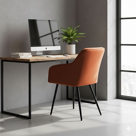 6x Čalúnená stolička so štvorcovým prešívaním Medená LUXANO Čierne nohy