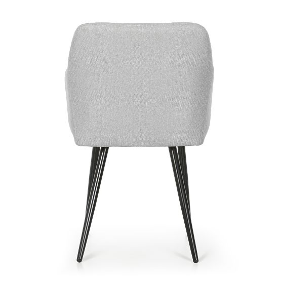 6x Čalúnená stolička so štvorcovým prešívaním Svetlosivá LUXANO Čierne nohy látka Lumos