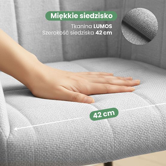 6x Čalúnená stolička so štvorcovým prešívaním Svetlosivá LUXANO Čierne nohy látka Lumos