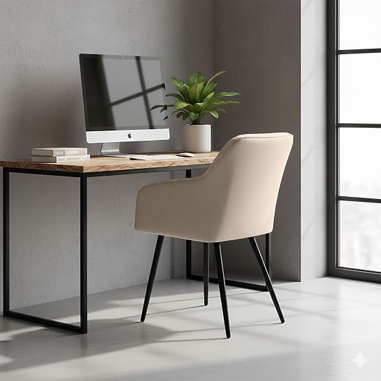 6x Zamatová čalúnená stolička s prešívaním Béžová FLORENCE Čierne nohy