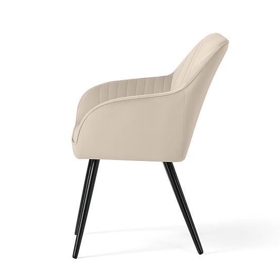 6x Zamatová čalúnená stolička s prešívaním Béžová FLORENCE Čierne nohy