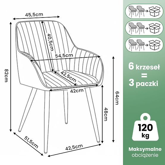 6x Zamatová čalúnená stolička s prešívaním Sivá FLORENCE Čierne nohy