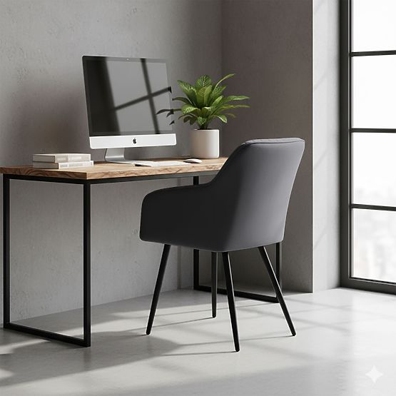 6x Zamatová čalúnená stolička s prešívaním Tmavý Grafit FLORENCE Čierne nohy