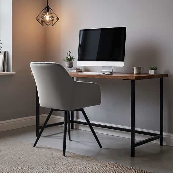 6x Zamatová otočná stolička s prešívaním Sivá TURNO Čierne nohy