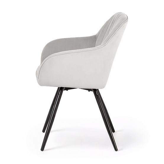 6x Zamatová otočná stolička s prešívaním Sivá TURNO Čierne nohy