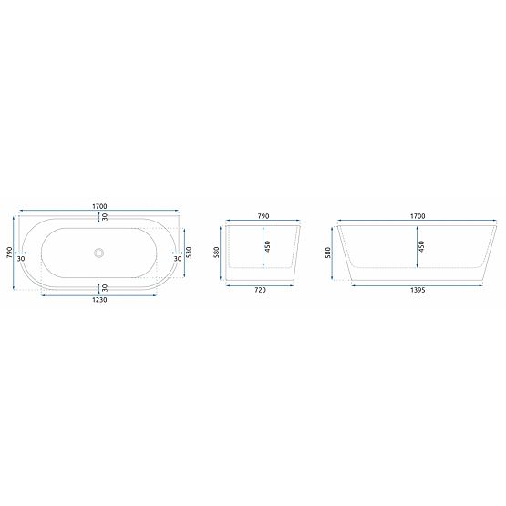Akrylátová prístenná vaňa OLIMPIA 170 cm