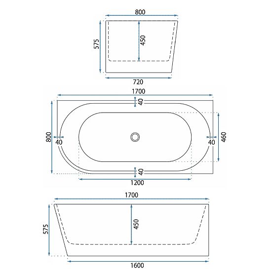 Akrylátová Rohová Vaňa WENUS PRAVÁ 170