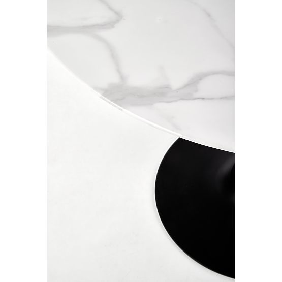 AMBROSIO okrúhly stôl, doska - sklo, noha - čierna (2p=1ks)