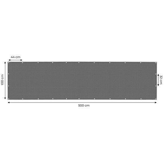 Balkónová clona s kovaním 100x500 cm tieniaca sieť + inštalačné prvky sivá MultiGarden