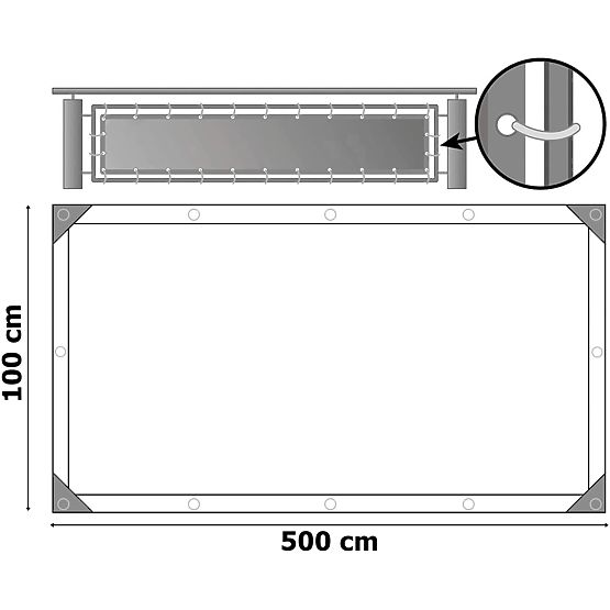 Balkónová ochranná rohož sivá 1x5 m