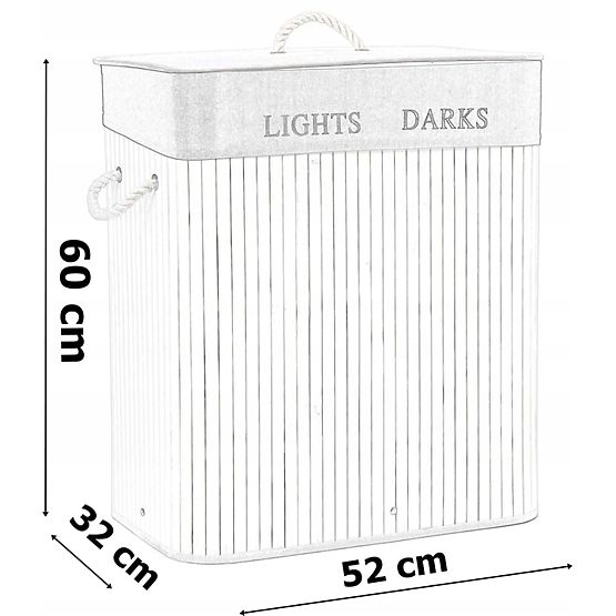 Bambusový kôš na bielizeň 2 komory bielo-sivý