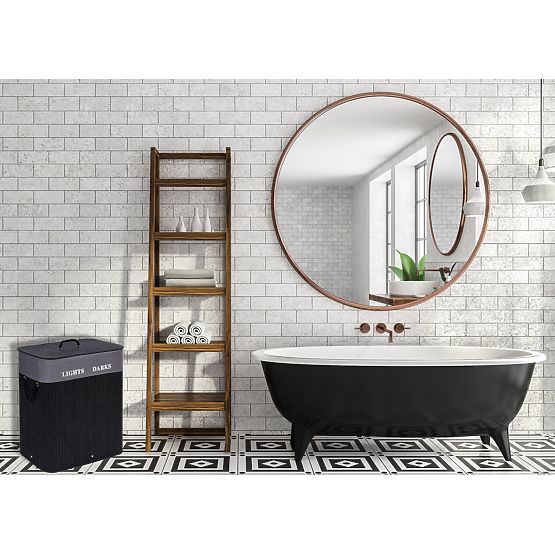 Bambusový kôš na bielizeň 2 komory čierny FSC