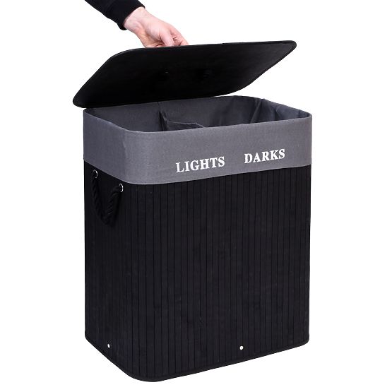 Bambusový kôš na bielizeň 2 komory čierny FSC