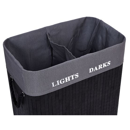 Bambusový kôš na bielizeň 2 komory čierny FSC