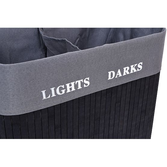 Bambusový kôš na bielizeň 2 komory čierny FSC