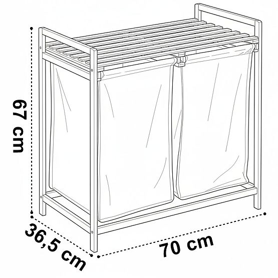 Bambusový kôš na bielizeň alebo hračky HANOI 2 priehradky