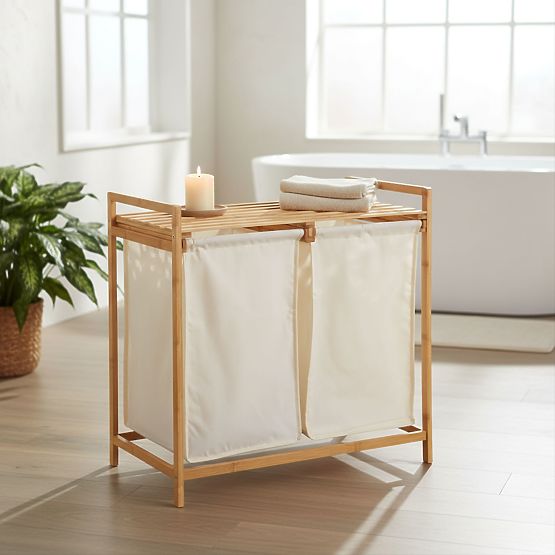 Bambusový kôš na bielizeň alebo hračky HANOI 2 priehradky