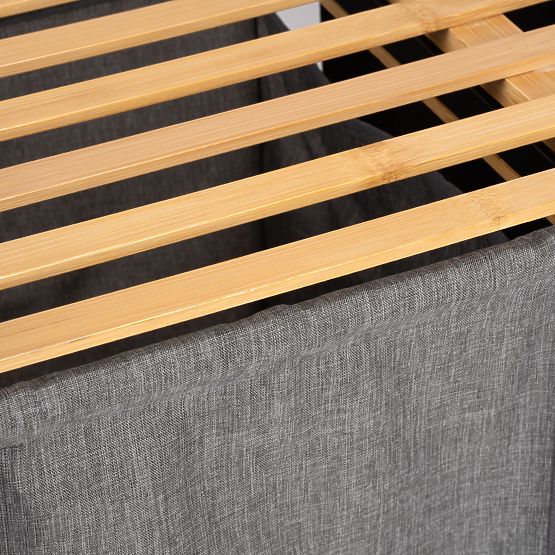 bambusový kôš na bielizeň alebo hračky HANOI BLACK 2 priehradky DUO FARBA