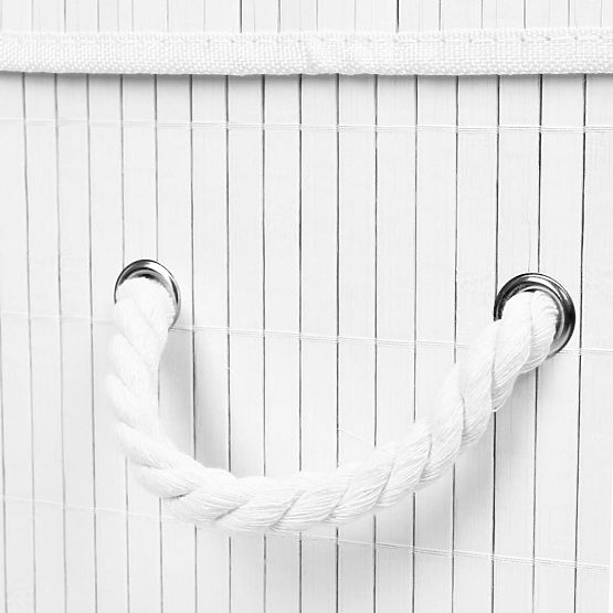 Bambusový kôš na bielizeň s vekom 100L biely