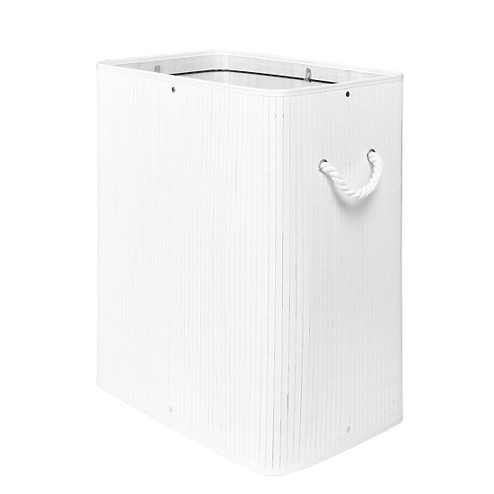 Bambusový kôš na bielizeň s vekom 100L biely