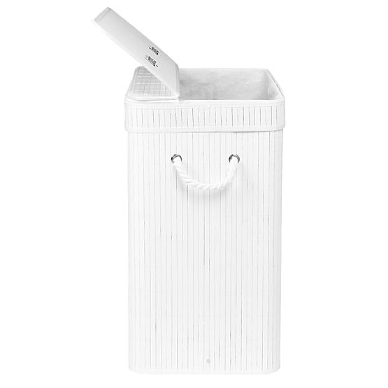 Bambusový kôš na bielizeň s vekom 100L biely