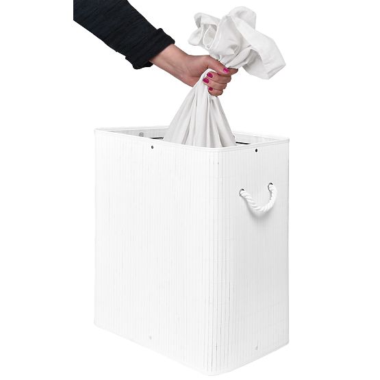 Bambusový kôš na bielizeň s vekom 100L biely