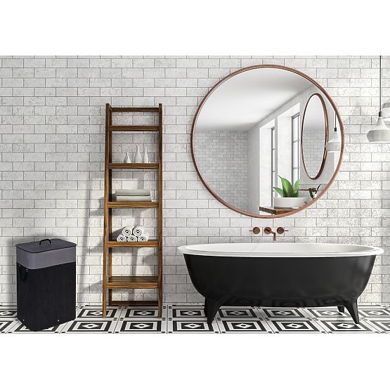 Bambusový kôš na bielizeň s vekom 80L čierno-sivý