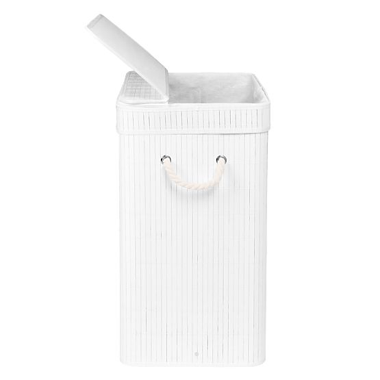 Bambusový kôš na bielizeň s vekom SOREN 80L biely