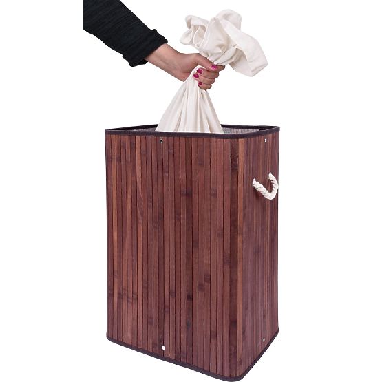 Bambusový kôš na prádlo s vekom SOREN 80L wenge