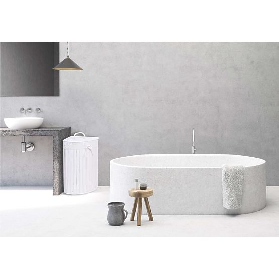 Bambusový rohový kôš na bielizeň s bielym vekom