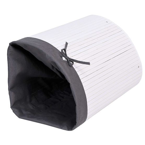 Bambusový rohový kôš na bielizeň s vekom bielo-sivý